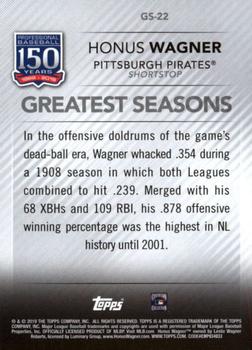 2019 Topps - 150 Years of Professional Baseball - Greatest Seasons #GS-22 Honus Wagner Back