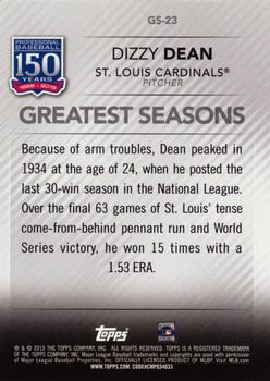 2019 Topps - 150 Years of Professional Baseball - Greatest Seasons #GS-23 Dizzy Dean Back