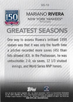 2019 Topps - 150 Years of Professional Baseball - Greatest Seasons Blue #GS-10 Mariano Rivera Back