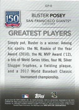 2019 Topps - 150 Years of Professional Baseball - Greatest Players #GP-8 Buster Posey Back
