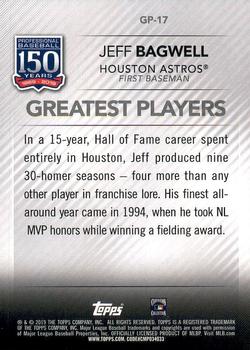2019 Topps - 150 Years of Professional Baseball - Greatest Players #GP-17 Jeff Bagwell Back