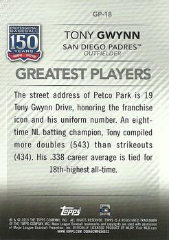 2019 Topps - 150 Years of Professional Baseball - Greatest Players #GP-18 Tony Gwynn Back