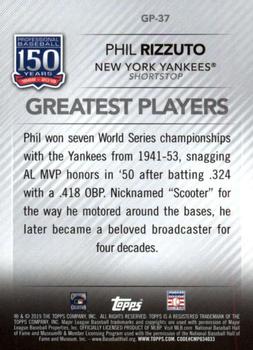 2019 Topps - 150 Years of Professional Baseball - Greatest Players #GP-37 Phil Rizzuto Back