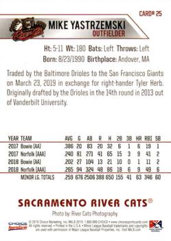 2019 Choice Sacramento River Cats #25 Mike Yastrzemski Back