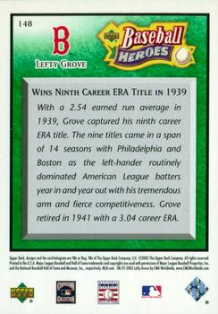 2005 Upper Deck Baseball Heroes - Emerald #148 Lefty Grove Back