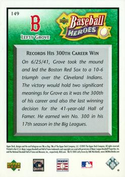 2005 Upper Deck Baseball Heroes - Emerald #149 Lefty Grove Back