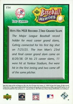 2005 Upper Deck Baseball Heroes - Emerald #154 Lou Gehrig Back