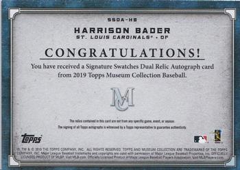 2019 Topps Museum Collection - Single-Player Signature Swatches Dual Relic Autographs #SSDA-HB Harrison Bader Back