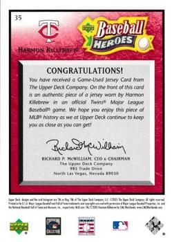 2005 Upper Deck Baseball Heroes - Memorabilia Red #35 Harmon Killebrew Back