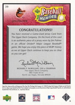 2005 Upper Deck Baseball Heroes - Memorabilia Red #39 Jim Palmer Back