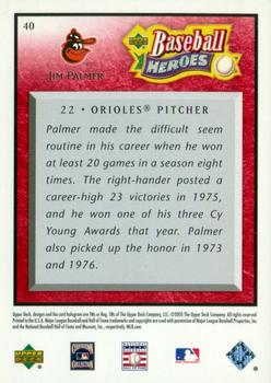 2005 Upper Deck Baseball Heroes - Red #40 Jim Palmer Back