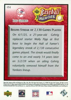 2005 Upper Deck Baseball Heroes - Red #151 Lou Gehrig Back