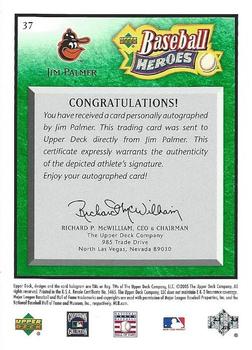 2005 Upper Deck Baseball Heroes - Signature Emerald #37 Jim Palmer Back
