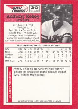 1990 Rochester Red Wings #30 Anthony Kelley Back