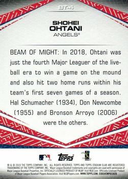 2019 Stadium Club - Beam Team #BT-4 Shohei Ohtani Back