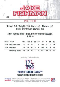 2019 Choice New Hampshire Fisher Cats #8 Jake Fishman Back