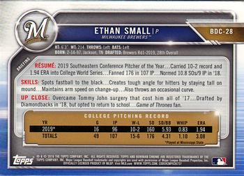 2019 Bowman Draft #BD-28 Ethan Small Back