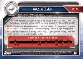2019 Bowman Draft #BD-43 Jack Little Back