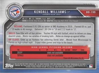 2019 Bowman Draft #BD-199 Kendall Williams Back