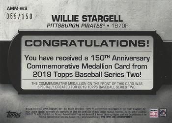 2019 Topps - 150th Anniversary Commemorative Medallions 150th Anniversary (Series Two) #AMM-WS Willie Stargell Back