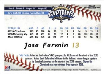 2019 Grandstand Lake County Captains #NNO Jose Fermin Back
