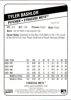 2019 Choice Syracuse Mets #1 Tyler Bashlor Back