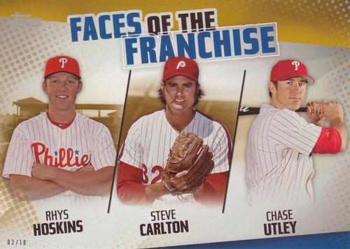 2019 Topps Faces of the Franchise 5x7 - Gold #FOF-21 Rhys Hoskins / Steve Carlton / Chase Utley Front