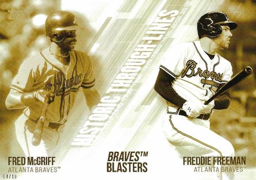 2019 Topps Historic Through Lines 5x7 - Gold #HTL-46 Freddie Freeman / Fred McGriff Front