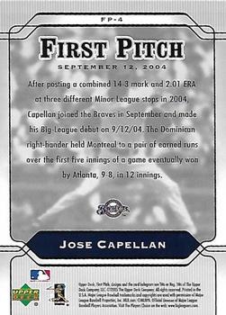 2005 Upper Deck First Pitch - Jumbos #FP-4 Jose Capellan Back