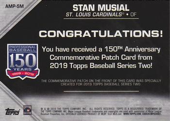 2019 Topps - 150th Anniversary Commemorative Patches (Series Two) #AMP-SM Stan Musial Back