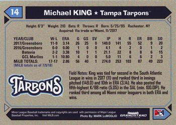 2018 Grandstand Tampa Tarpons #14 Michael King Back