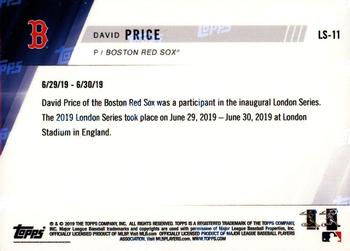 2019 Topps Now Boston Red Sox London Series #LS-11 David Price Back