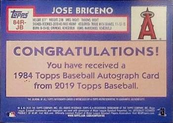 2019 Topps - 1984 Topps Baseball 35th Anniversary Rookies Autographs #84R-JB Jose Briceno Back