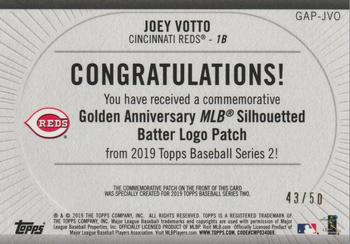 2019 Topps - MLB Logo Golden Anniversary Manufactured Patch Gold #GAP-JVO Joey Votto Back