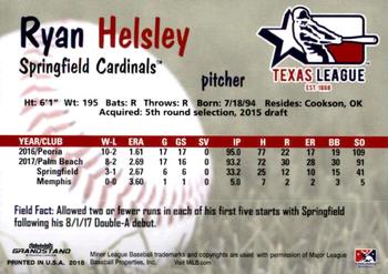 2018 Grandstand Texas League Top Prospects #NNO Ryan Helsley Back