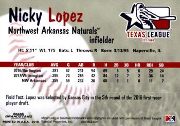 2018 Grandstand Texas League Top Prospects #NNO Nicky Lopez Back