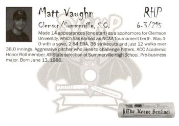 2007 Keene Swamp Bats #NNO Matt Vaughn Back