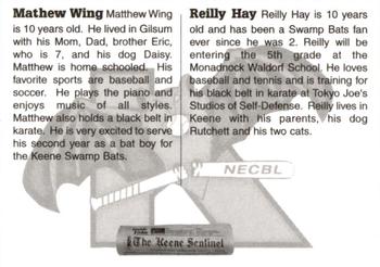 2006 Keene Swamp Bats #NNO Matthew Wing / Reilly Hay Back