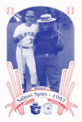 1987 Salinas Spurs Smokey #11 Greg Brinkman Front