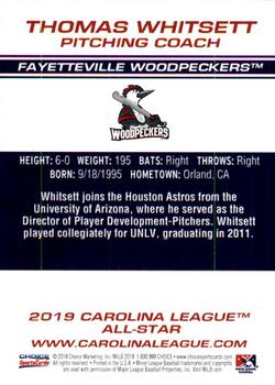 2019 Choice Carolina League All-Stars #NNO Thomas Whitsett Back