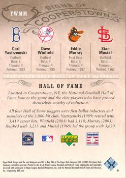 2005 Upper Deck Hall of Fame - Signs of Cooperstown Quads #YWMM Carl Yastrzemski / Dave Winfield / Eddie Murray / Stan Musial Back