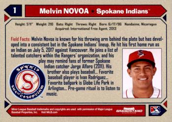 2017 Grandstand Spokane Indians #NNO Melvin Novoa Back