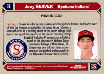 2017 Grandstand Spokane Indians #NNO Joey Seaver Back