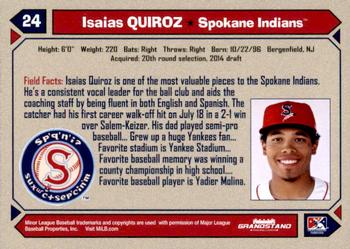 2017 Grandstand Spokane Indians #NNO Isaias Quiroz Back