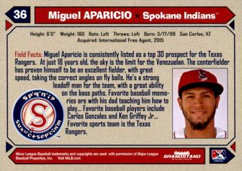 2017 Grandstand Spokane Indians #NNO Miguel Aparicio Back