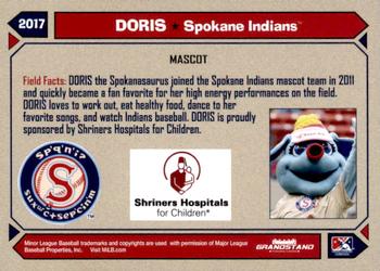 2017 Grandstand Spokane Indians #NNO Doris the Spokanasaurus Back