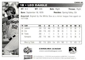 2005 Choice Carolina-California All-Stars #2 Leo Daigle Back