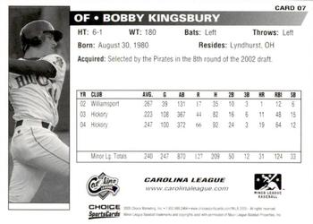2005 Choice Carolina-California All-Stars #7 Bobby Kingsbury Back