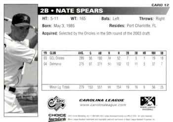 2005 Choice Carolina-California All-Stars #12 Nate Spears Back