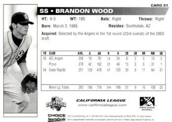 2005 Choice Carolina-California All-Stars #31 Brandon Wood Back